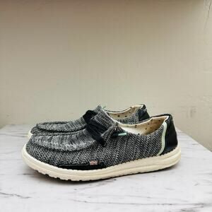 Hey Dude Wendy Sox Sparkling Black Loafers Women’s Size 8